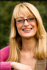 stock photo of an adult woman with braces