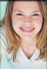 stock photo of a teen girl with braces